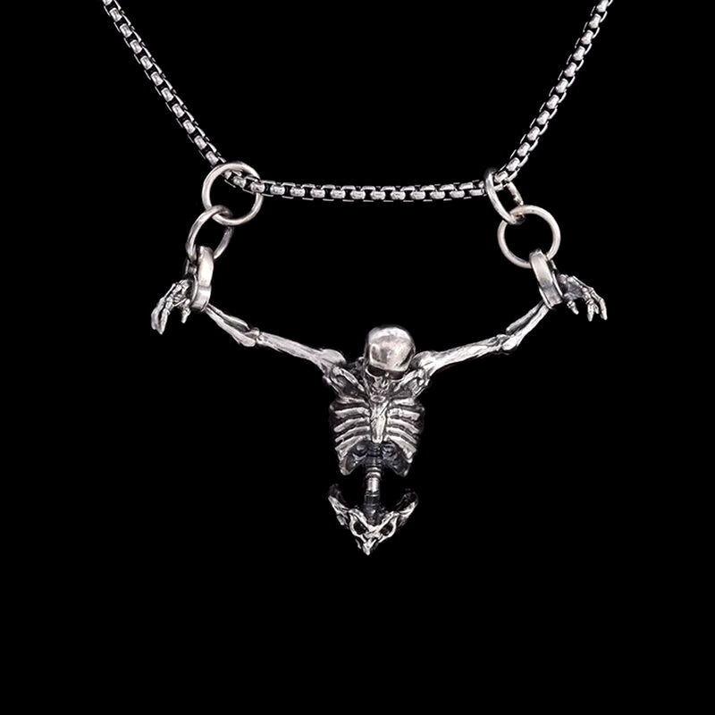 Silver Plated Captivity Skull Pendant Men\\'S Biker Punk Rock Necklace Gothic Halloween Jewelry Accessory