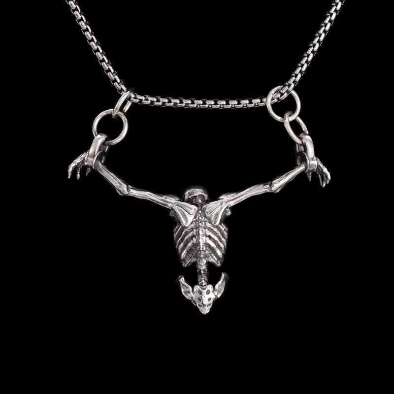 Silver Plated Captivity Skull Pendant Men\\'S Biker Punk Rock Necklace Gothic Halloween Jewelry Accessory